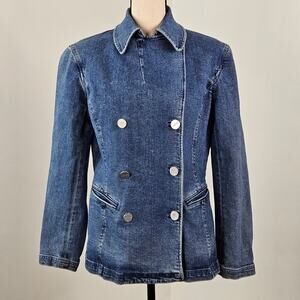 Emanuel Ungaro Liberte VTG Double Breasted Blue Denim‎ Jacket Women's 10 | FLAWS